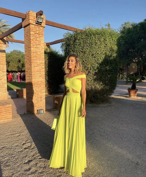 Luolandi Elegant Off Shoulder A-Line Wedding Guest Dress Formal Party Dress Charming