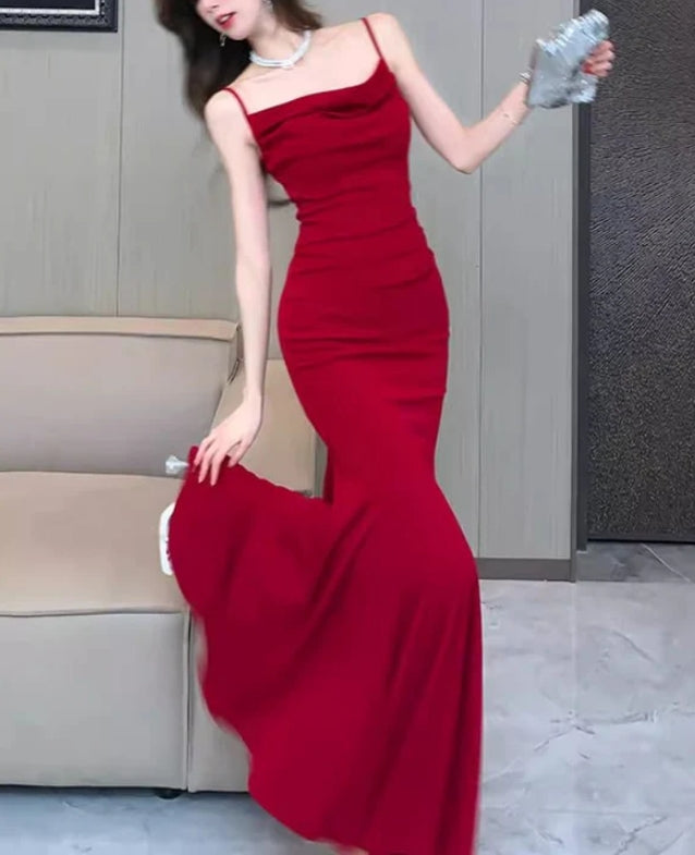 Luolandi Spaghetti Straps Black Mermaid Prom Dress Charming Evening Party Dress Formal Dress