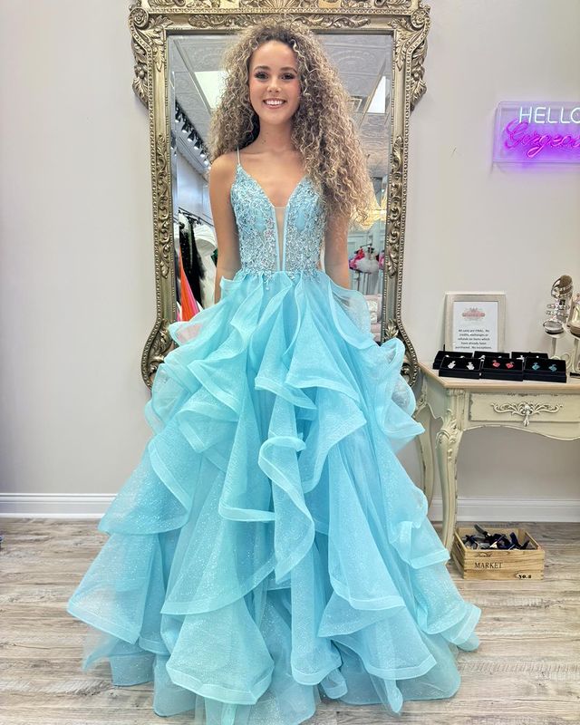 Luolandi V-Neck Real Made Beading Charming Long Sleeveless A-Line Backless Prom Dresses Sexy