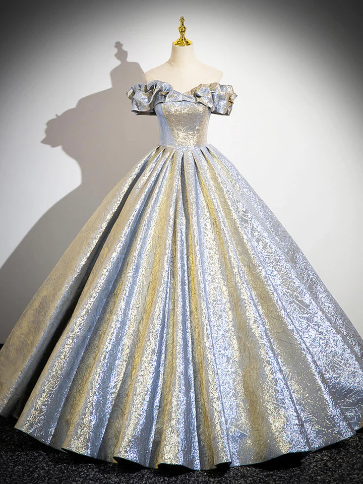 Luolandi Shiny Satin Long Prom Dress Beautiful Off the Shoulder Formal Party Dress Sexy