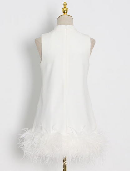 Sheath / Column Party Dresses Little White Dresses Dress Homecoming Short / Mini Sleeveless High Neck Nylon