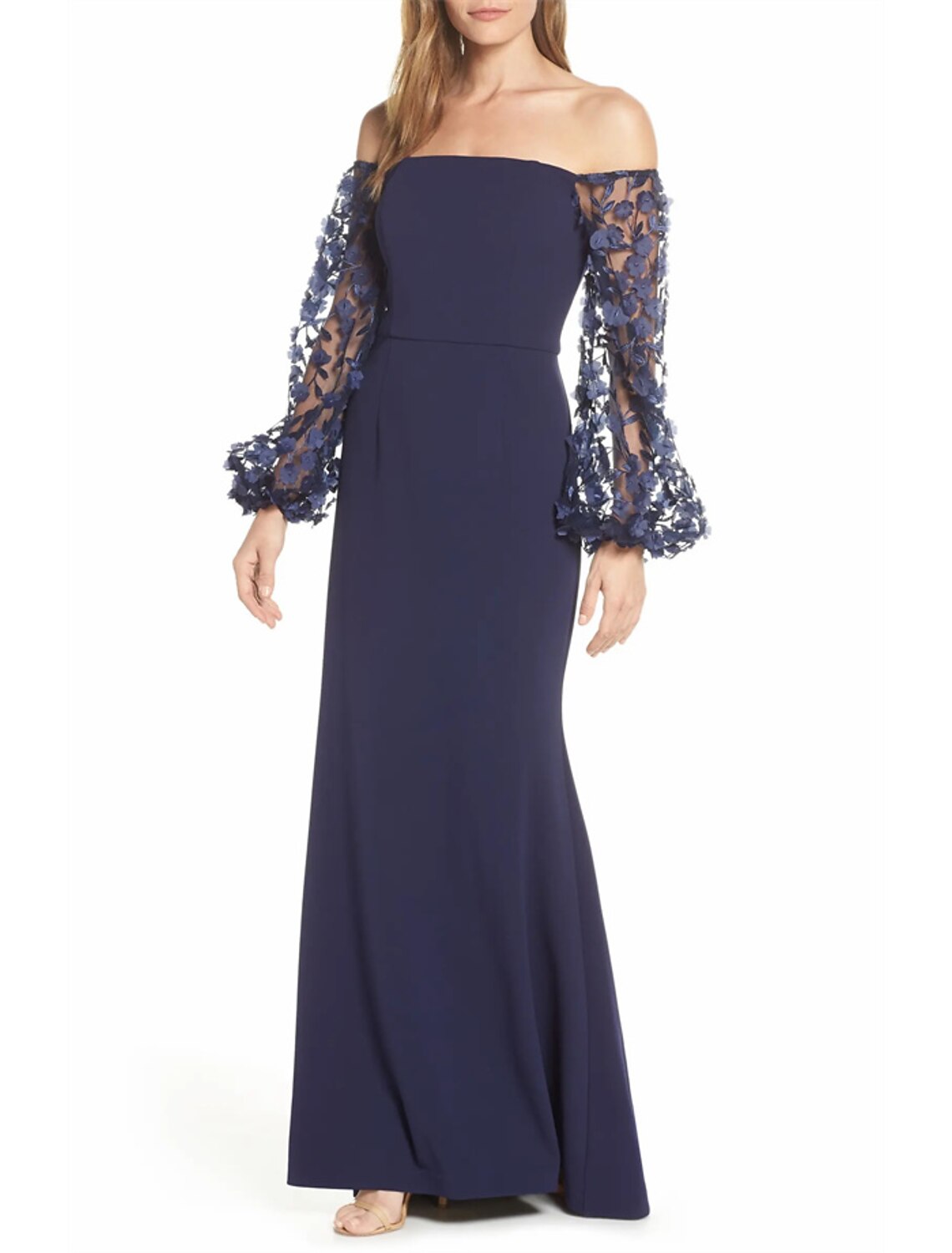 Luolandi Mermaid / Trumpet Evening Gown Elegant Dress Formal Sweep / Brush Train Long Sleeve Off Shoulder Fabric