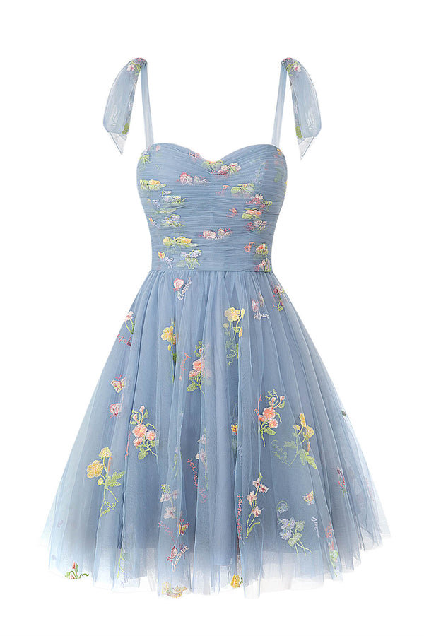 Luolandi Aline Short Sweetheart Tulle Floral Homecoming Dress With Flowers Beautiful