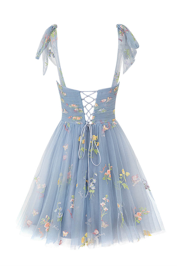 Luolandi Aline Short Sweetheart Tulle Floral Homecoming Dress With Flowers Beautiful