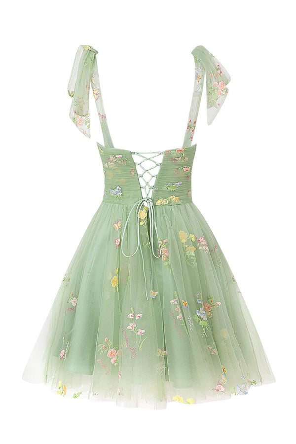 Luolandi Aline Short Sweetheart Tulle Floral Homecoming Dress With Flowers Beautiful