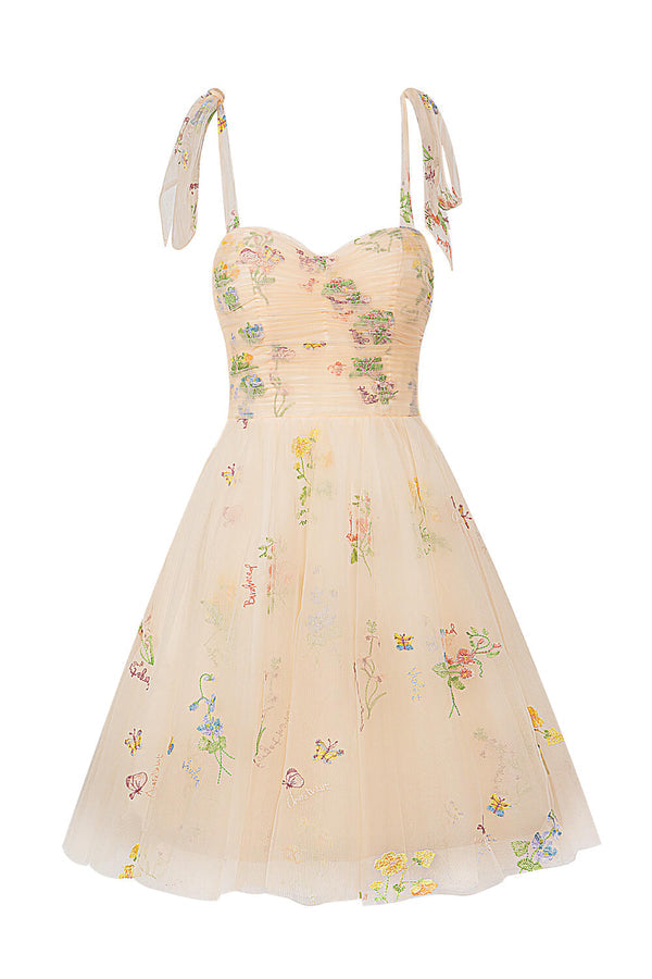 Luolandi Aline Short Sweetheart Tulle Floral Homecoming Dress With Flowers Beautiful