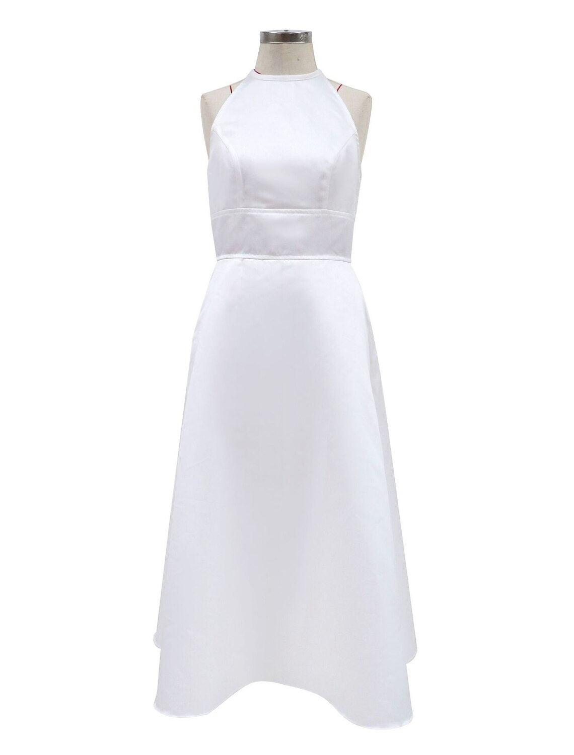 Luolandi Reception Little Dresses Wedding Dresses A-Line Halter Neck Sleeveless Tea Length Satin Bridal Gowns