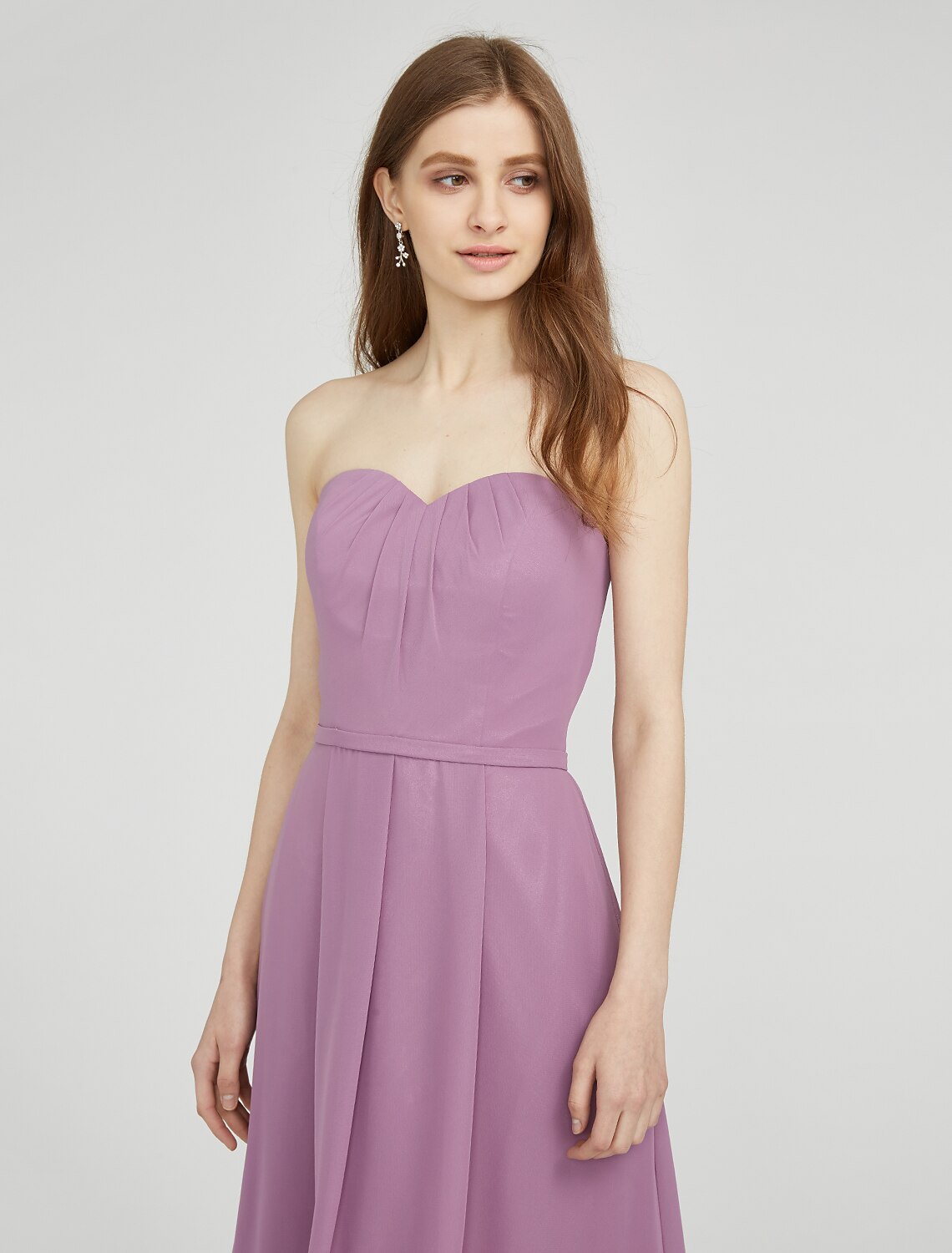 Luolandi Sheath / Column Sweetheart Neckline Asymmetrical Chiffon Long Bridesmaid Dress