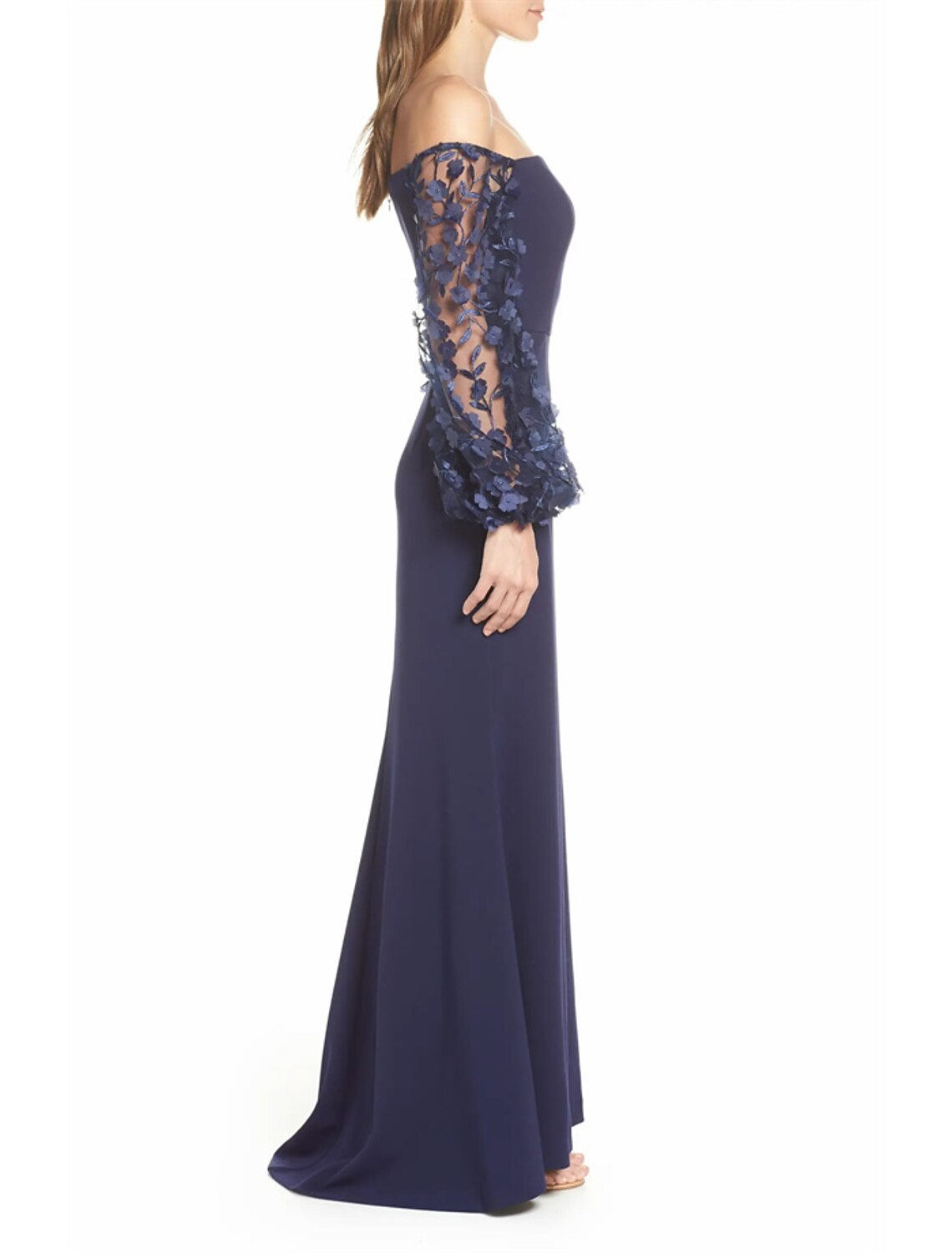 Luolandi Mermaid / Trumpet Evening Gown Elegant Dress Formal Sweep / Brush Train Long Sleeve Off Shoulder Fabric