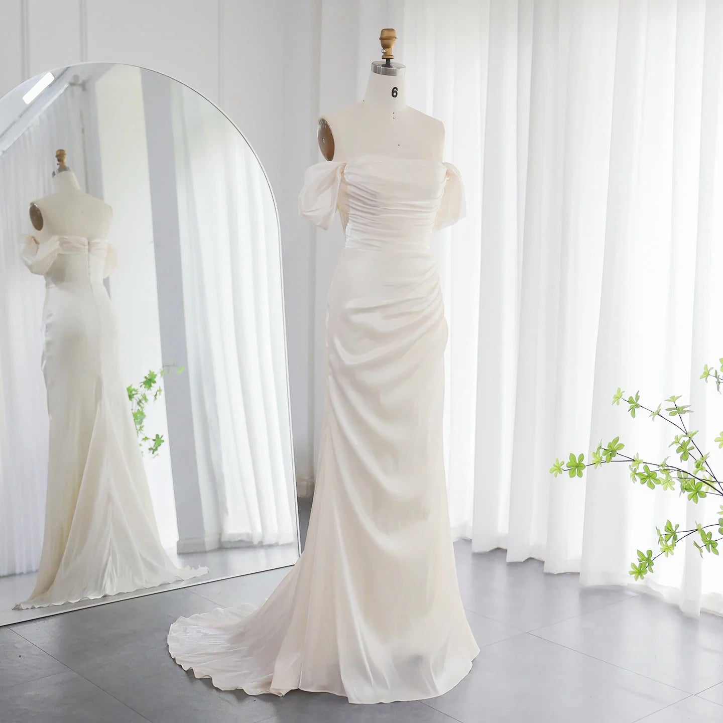 Luolandi Dress Elegant Mermaid Off Shoulder Beige/Lilac/Pink/Burgundy Prom Dress Charming Evening Party Dress