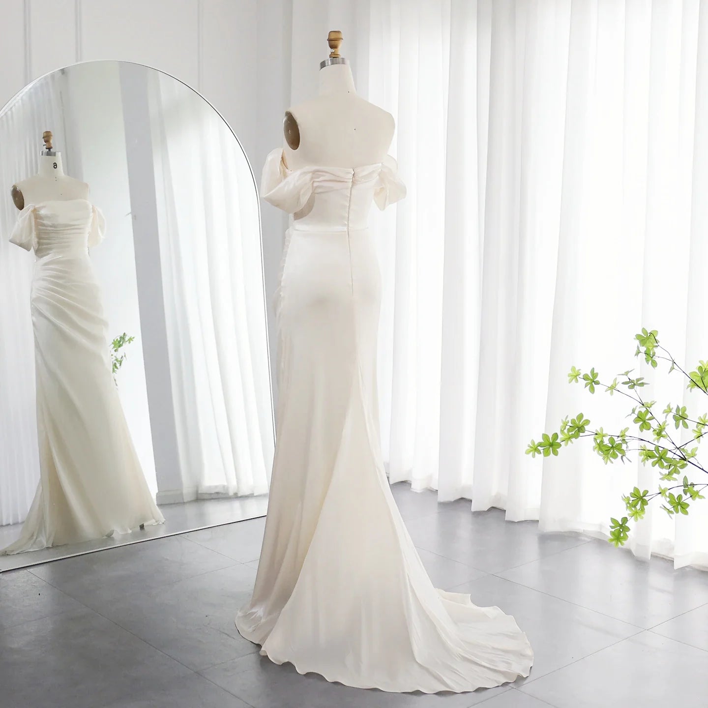 Luolandi Dress Elegant Mermaid Off Shoulder Beige/Lilac/Pink/Burgundy Prom Dress Charming Evening Party Dress