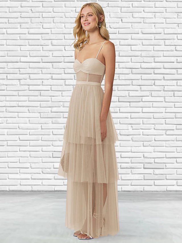 Luolandi Ball Gown Prom Dresses Puffy Dress Party Wear Floor Length Sleeveless Sweetheart Tulle Backless Ladder Back