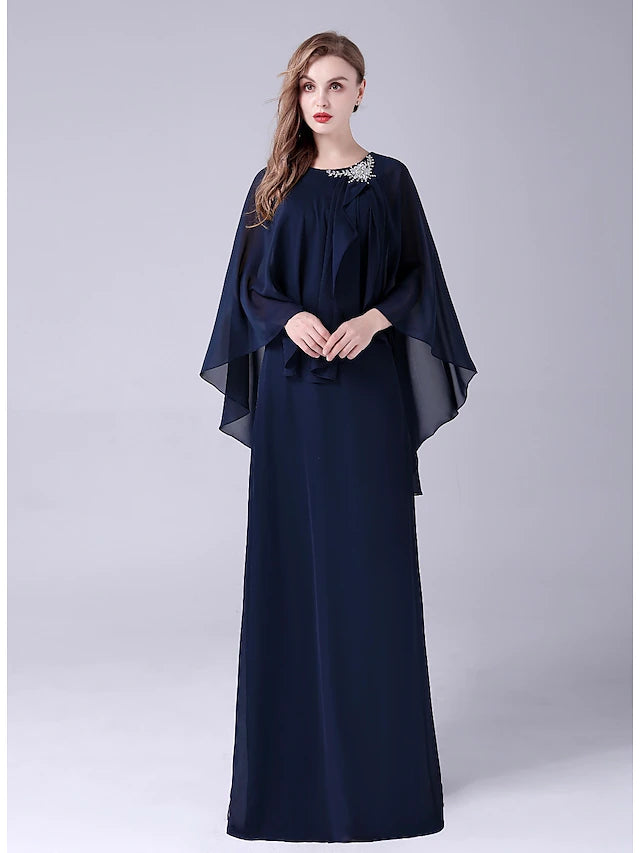 Luolandi A-Line Mother of the Bride Dress Elegant Sweet Jewel Neck Floor Length Chiffon Sleeveless