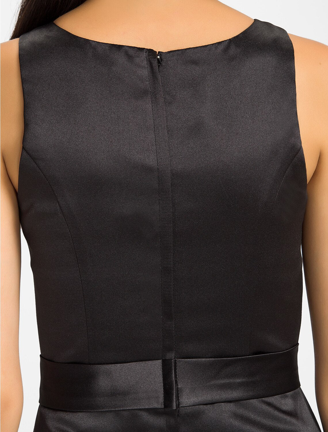 Luolandi A-Line Jewel Neck Knee Length Satin Bridesmaid Dress with Bow(s) / Sash