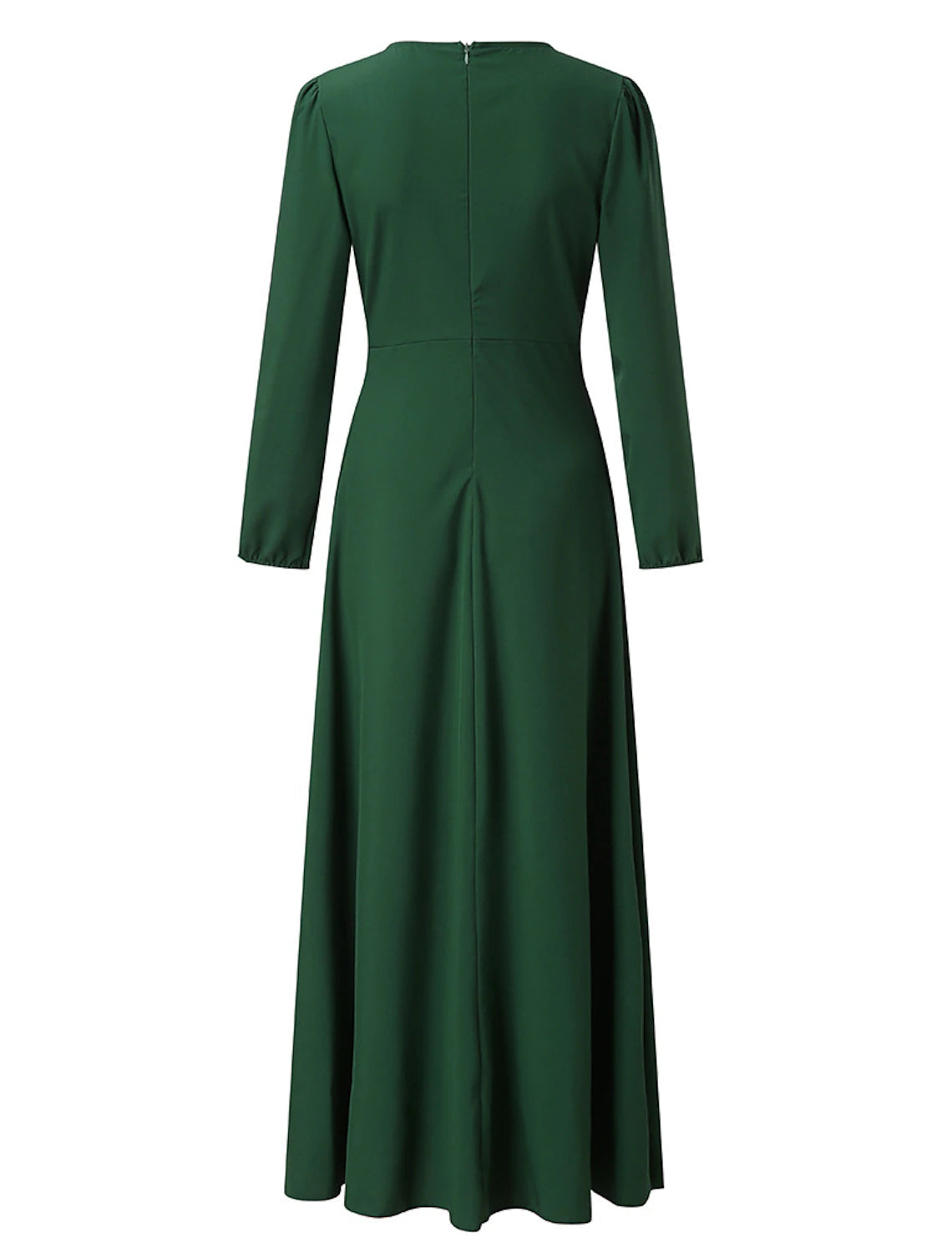 Luolandi A-Line Minimalist Elegant Wedding Guest Formal Evening Dress V Neck Long Sleeve Floor Length Chiffon with Strappy