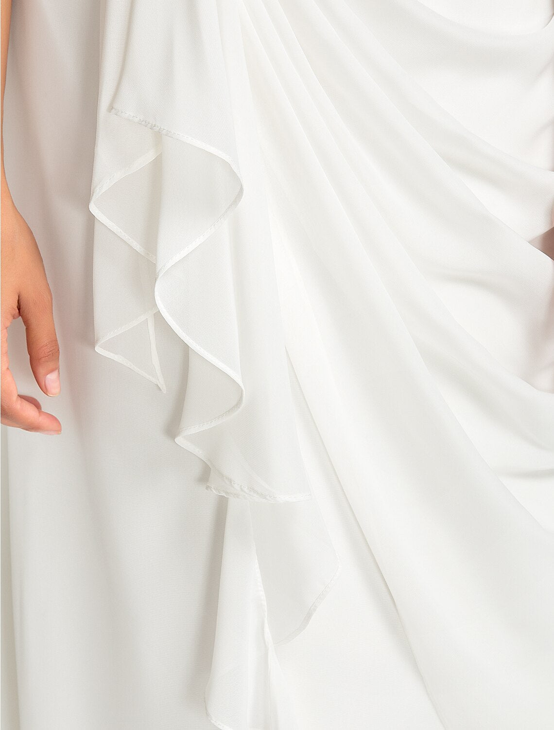 Luolandi Sheath / Column V Neck Floor Length Chiffon Bridesmaid Dress with Draping / Sash / Ribbon