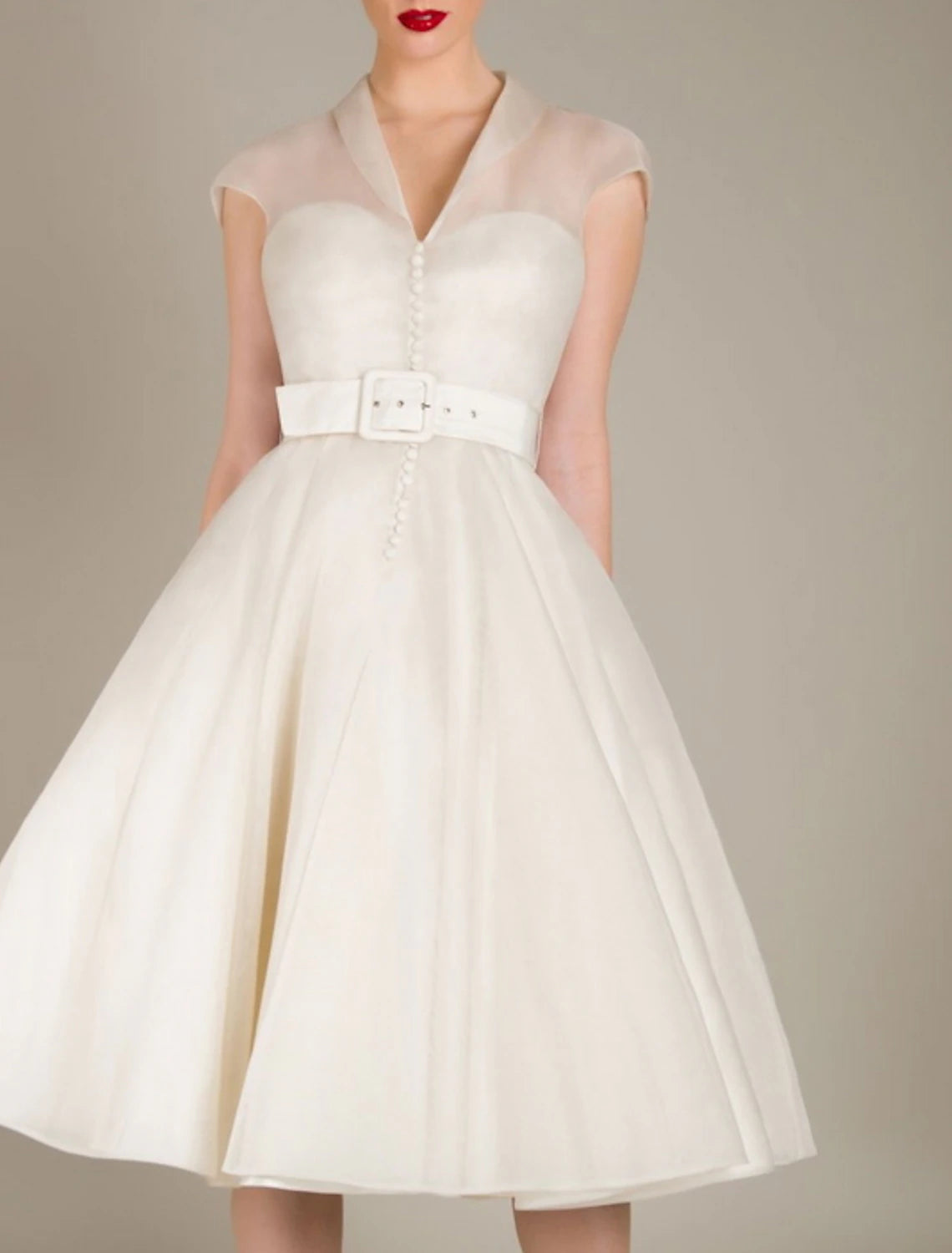 Luolandi A-Line Cocktail Dresses 1950s Dress Graduation Cocktail Party Knee Length Sleeveless V Neck Wednesday Addams Family Tulle with Sash