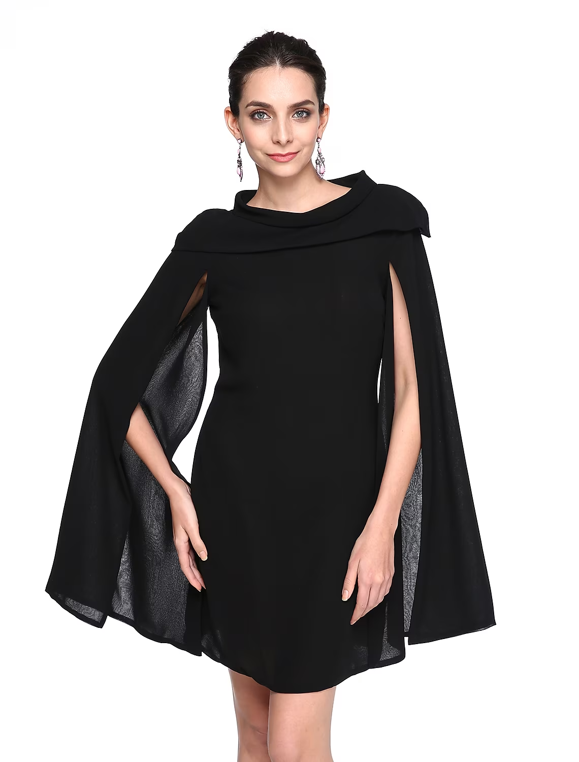 Luolandi A-Line Little Black Dress Dress Holiday Short / Mini Sleeveless Jewel Neck Chiffon