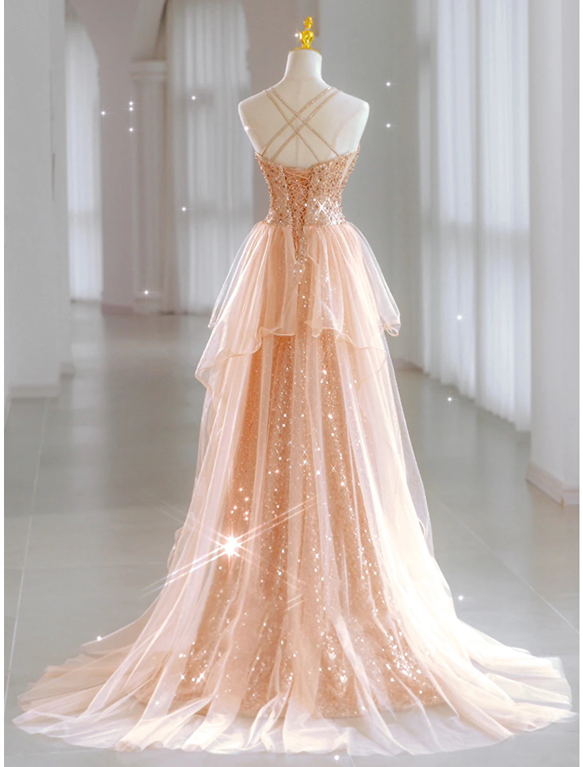 Luolandi A-Line Party Dresses Party Dress Party Wear Floor Length Sleeveless Sweetheart Tulle