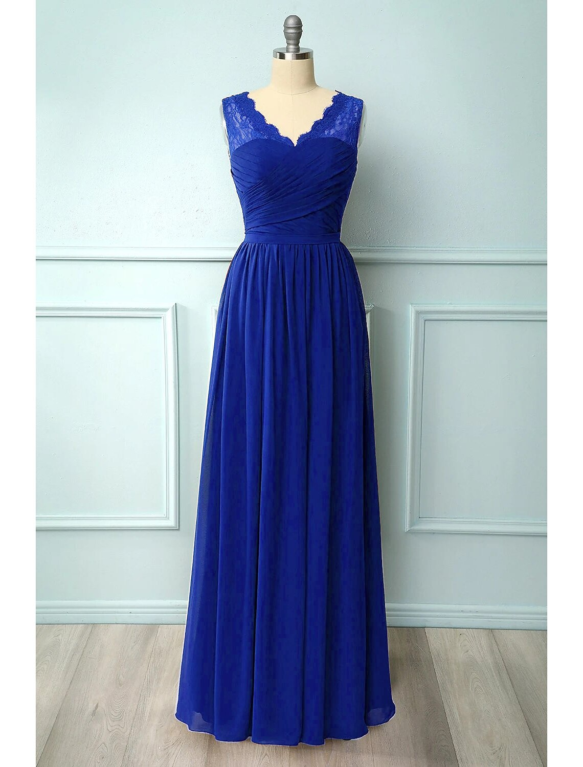 Luolandi A-Line Long Prom Dresses Elegant Party Wear Sleeveless V Neck with Ruched Bridesmaid Dress