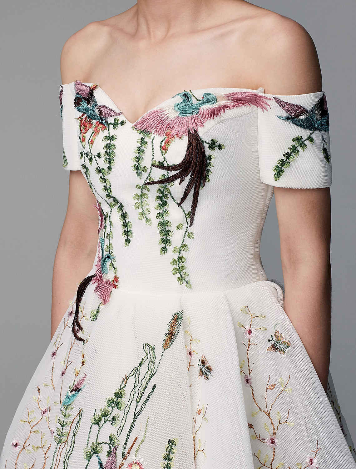 Luolandi Ball Gown Cute Dress Wedding Guest Cocktail Party Asymmetrical Short Sleeve Off Shoulder Polyester