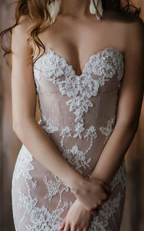 Luolandi Detachable Floral Princess A-Line Boho Lace Wedding Dress Elegant Chic Sweetheart Court Train Ball Gown Off Shoulder