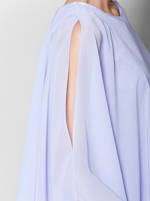 Luolandi Mother of the Bride Dress Vintage Inspired Jewel Neck Knee Length Chiffon Lace 3/4 Length Sleeve