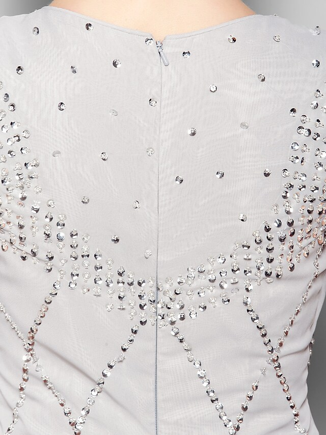 Luolandi A-Line Mother of the Bride Dress Vintage Inspired Square Neck Floor Length Chiffon Sleeveless with Beading