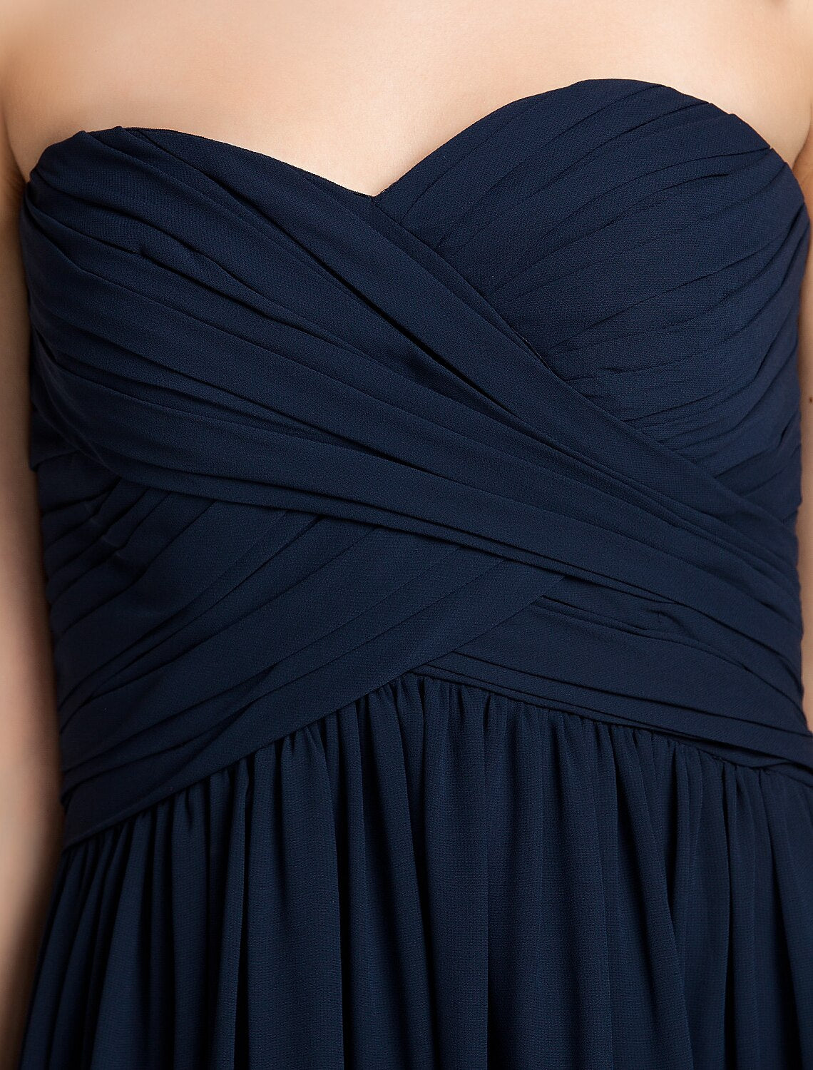 Luolandi Sheath / Column Bridesmaid Dress Sweetheart Sleeveless Open Back Floor Length Chiffon with Criss Cross Draping