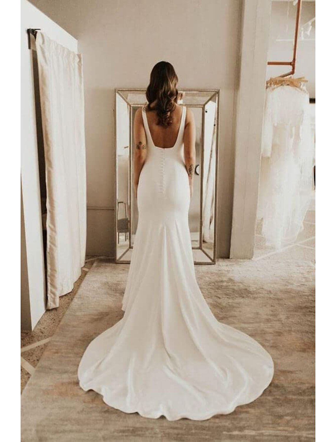 Luolandi Beach Boho Wedding Dresses Mermaid Camisole Sleeveless Court Train Bridal Gowns