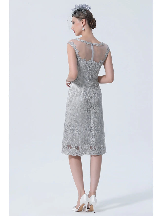 Luolandi Two Piece Mother of the Bride Dress Church Vintage Plus Size Sexy Jewel Neck Tea Length Chiffon 3/4 Length Sleeve