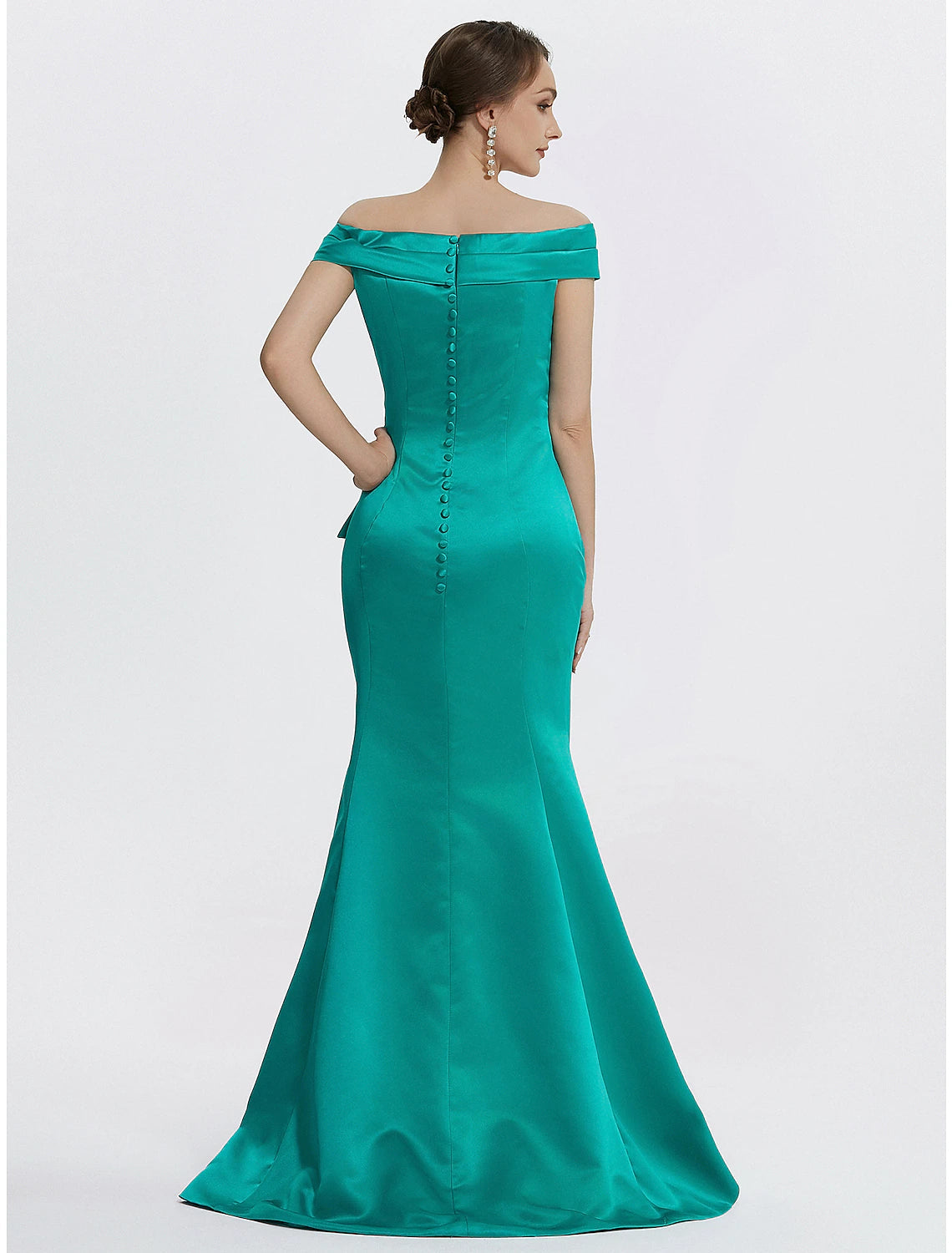 Luolandi Sheath / Column Evening Gown Elegant Dress Formal Floor Length Sleeveless Off Shoulder Satin