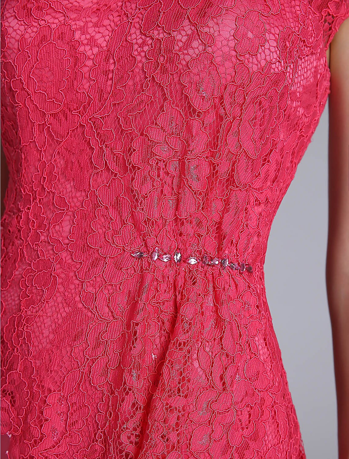 Luolandi Mermaid / Trumpet Mother of the Bride Dress Elegant V Neck Sweep / Brush Train Lace Short Sleeve Charming Evening Party Dress