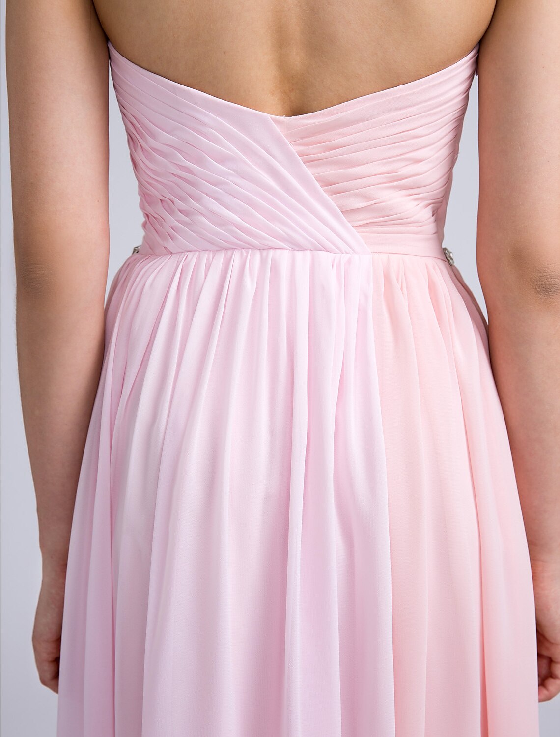 Luolandi Sheath / Column Bridesmaid Dress Sweetheart Sleeveless Open Back Floor Length Chiffon