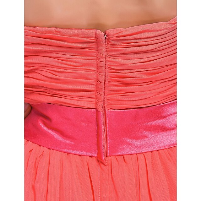 Luolandi Ball Gown / A-Line Bridesmaid Dress Sweetheart Neckline / Strapless Sleeveless Lace Up Asymmetrical / Short / Mini Chiffon with Criss Cross / Ruched