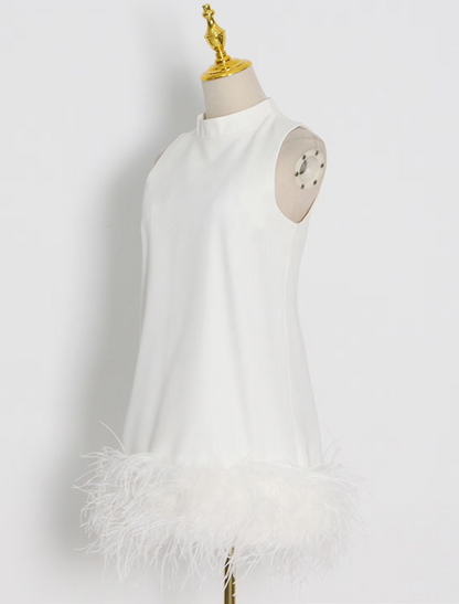 Sheath / Column Party Dresses Little White Dresses Dress Homecoming Short / Mini Sleeveless High Neck Nylon