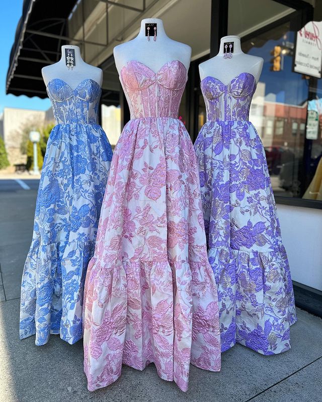 Luolandi A-Line Sweetheart Floral Printed Long Prom Dresses Beautiful Evening Party Dresses