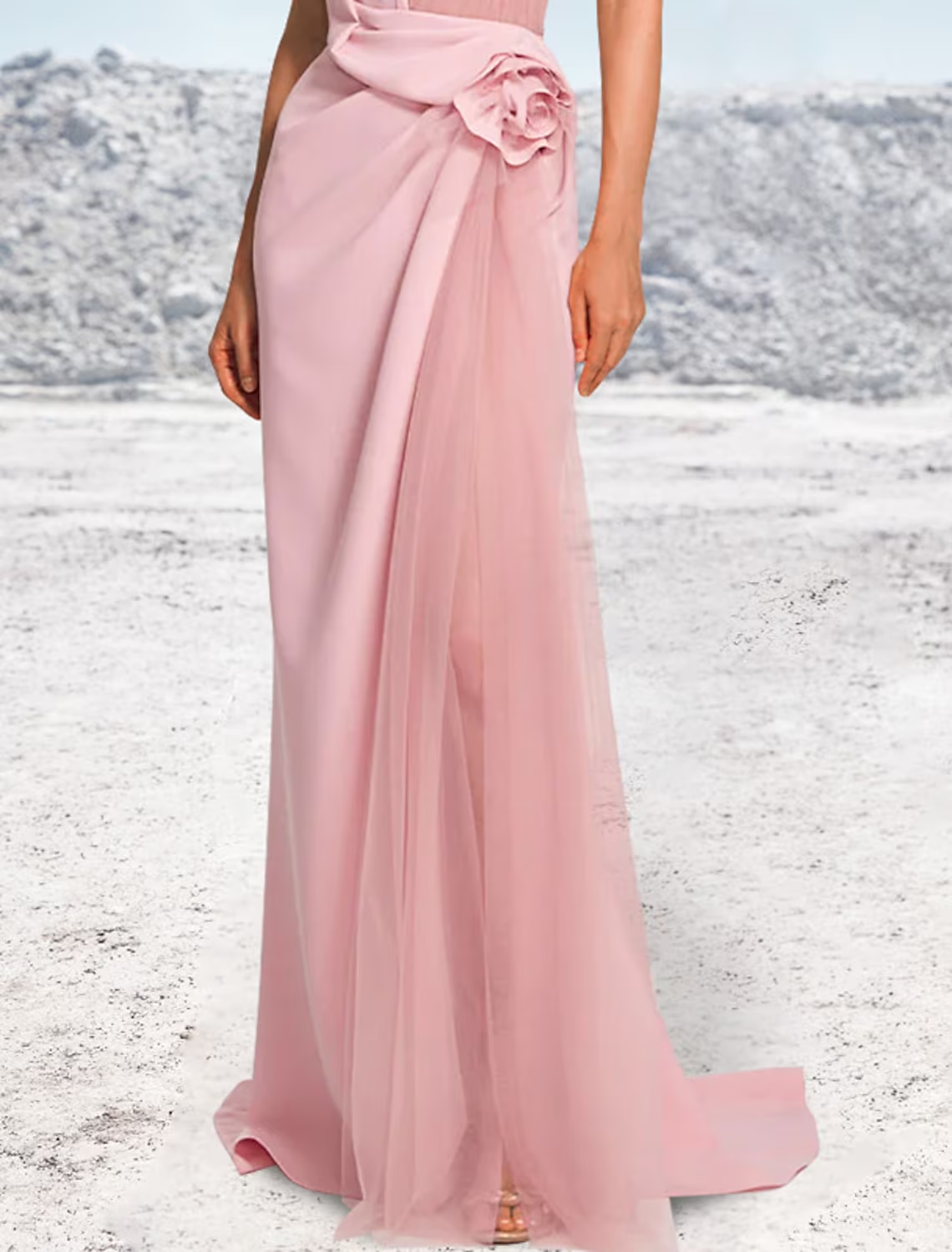 Luolandi Mermaid / Trumpet Evening Gown Party Dress Formal Sweep / Brush Train Sleeveless Halter Satin