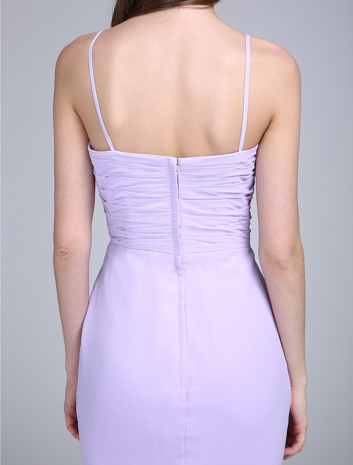 Luolandi Fit & Flare Bridesmaid Dress Spaghetti Strap Sleeveless Elegant Floor Length Chiffon