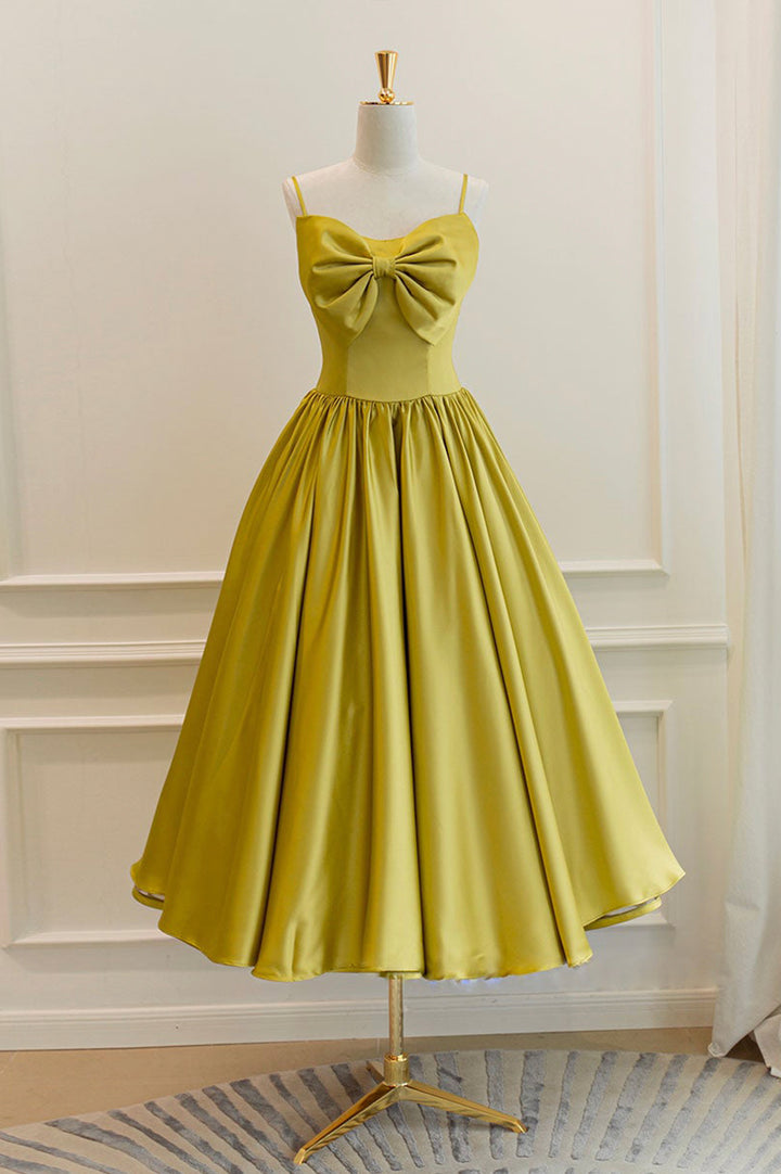 Luolandi Elegant Satin Short Prom Dresses A-Line Bow Homecoming Dresses Cute Graduation Dress