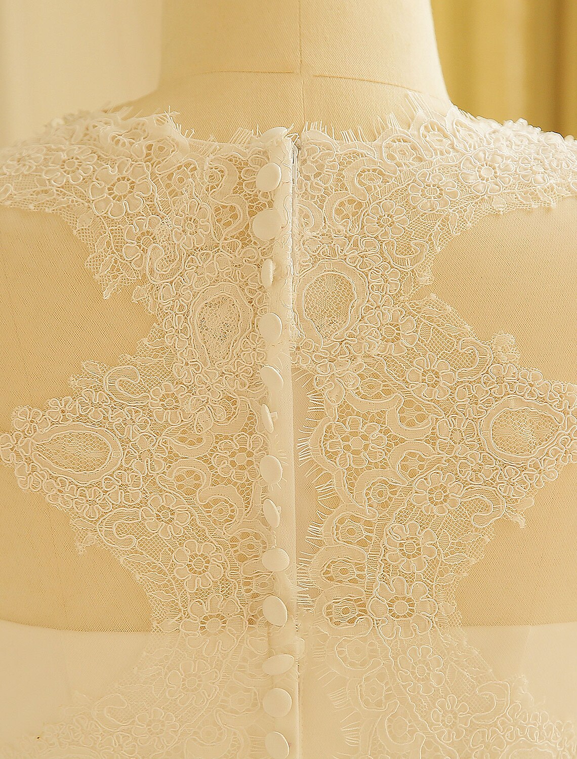 Luolandi Hall Sparkle & Shine Wedding Dresses A-Line Illusion Neck Long Sleeve Court Train Satin Bridal Gowns With Buttons