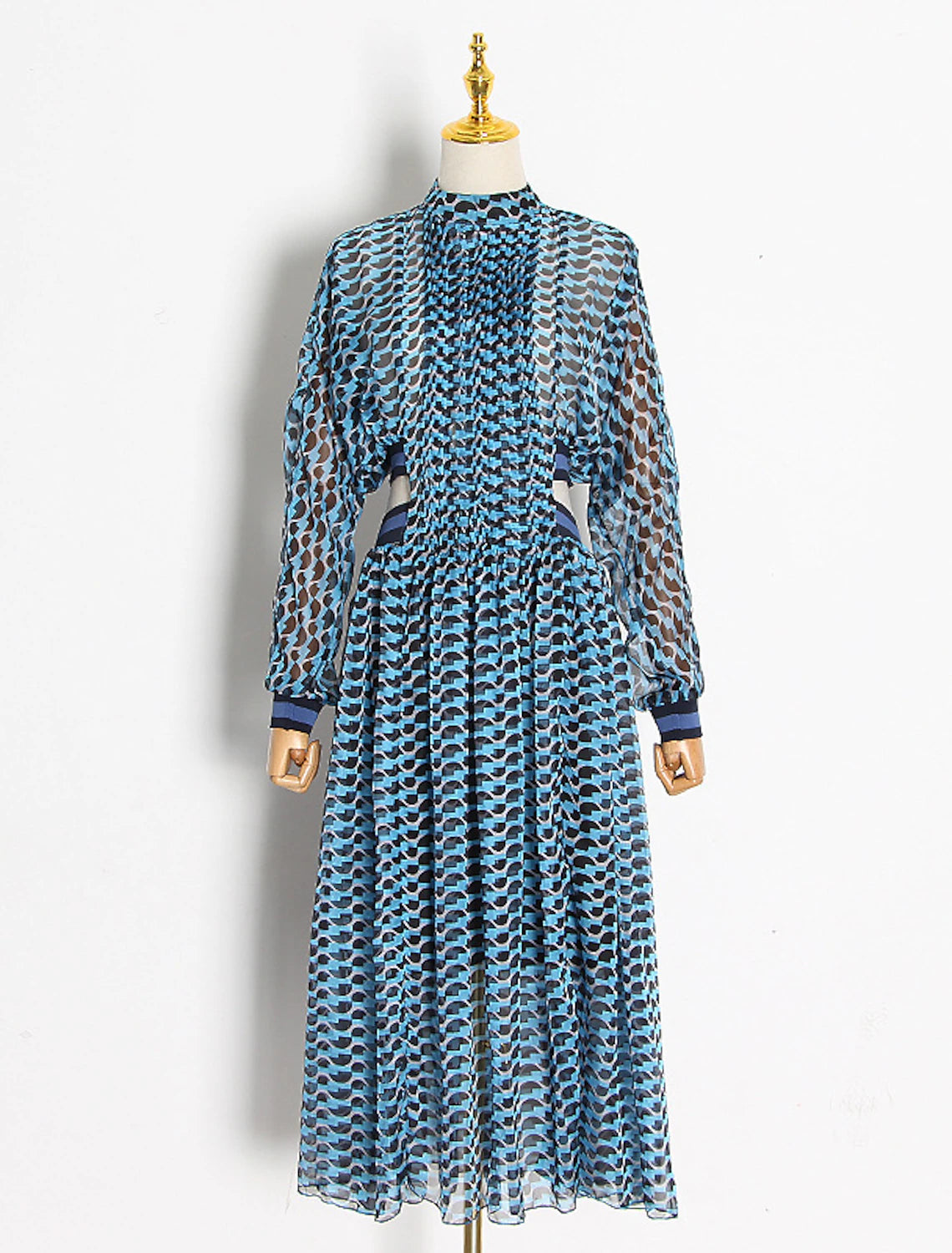 Luolandi A-Line Party Dresses Flying Dress Dress Holiday Ankle Length Long Sleeve High Neck Chiffon