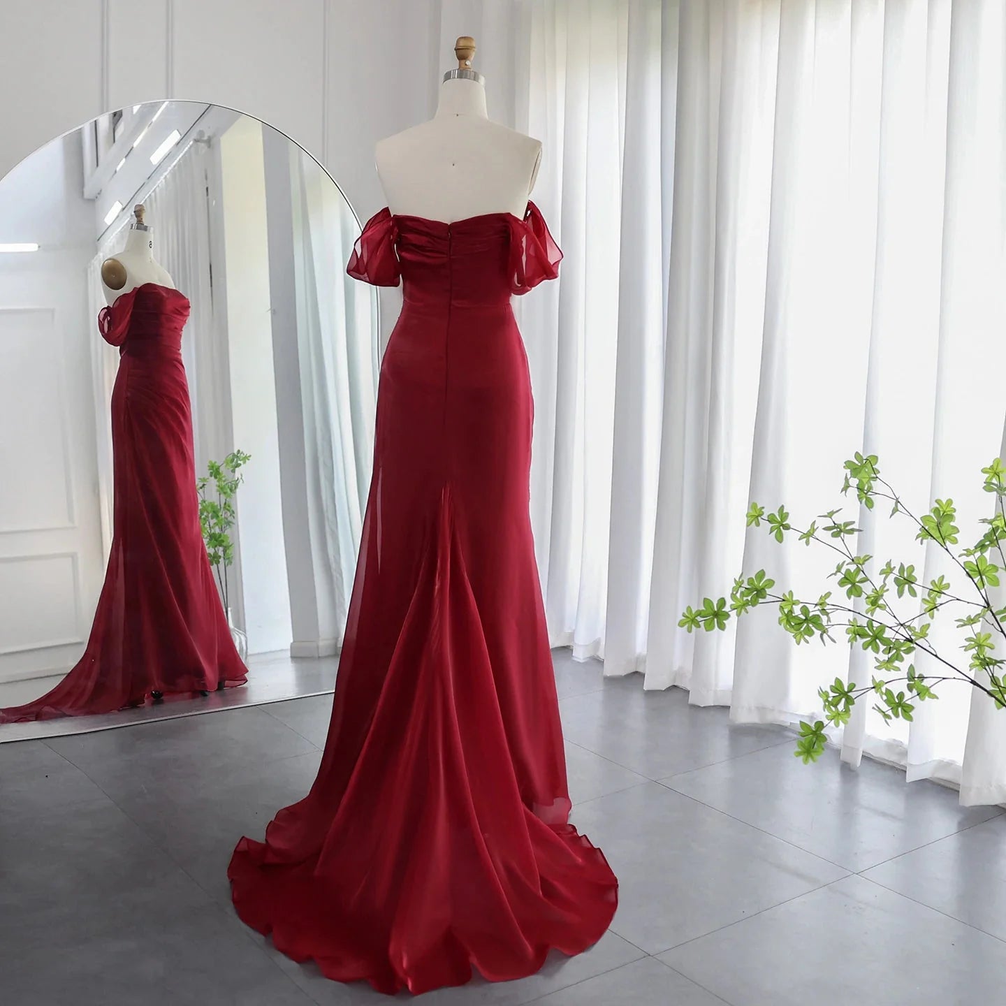 Luolandi Dress Elegant Mermaid Off Shoulder Beige/Lilac/Pink/Burgundy Prom Dress Charming Evening Party Dress