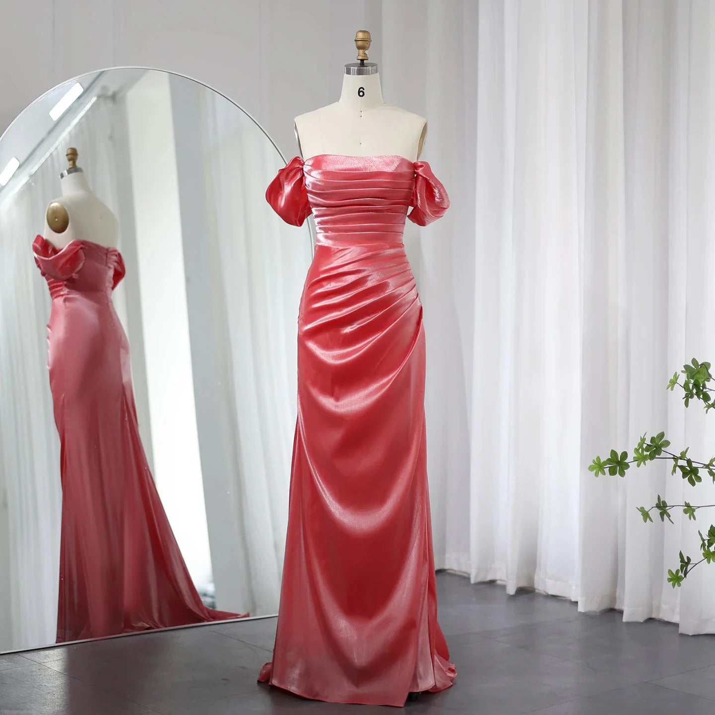 Luolandi Dress Elegant Mermaid Off Shoulder Beige/Lilac/Pink/Burgundy Prom Dress Charming Evening Party Dress