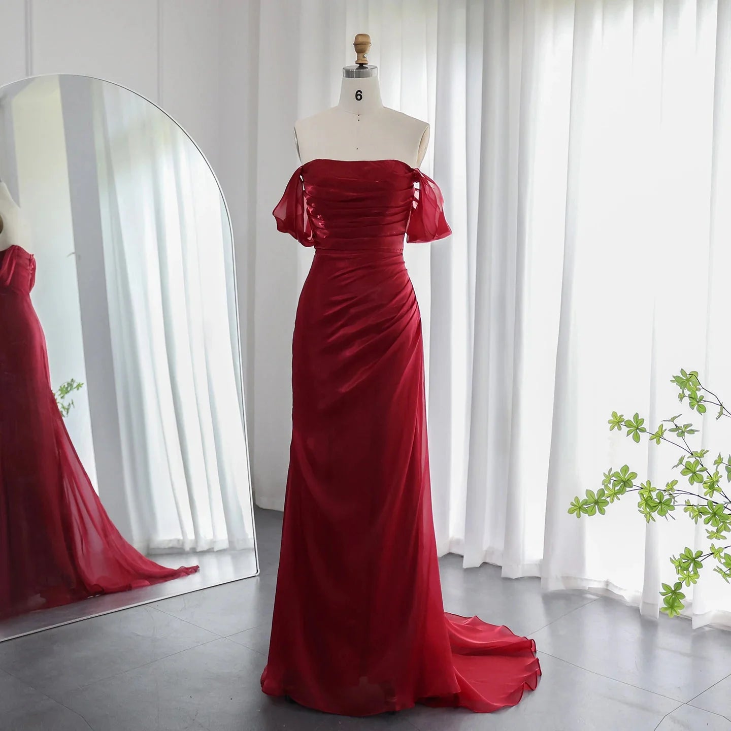 Luolandi Dress Elegant Mermaid Off Shoulder Beige/Lilac/Pink/Burgundy Prom Dress Charming Evening Party Dress