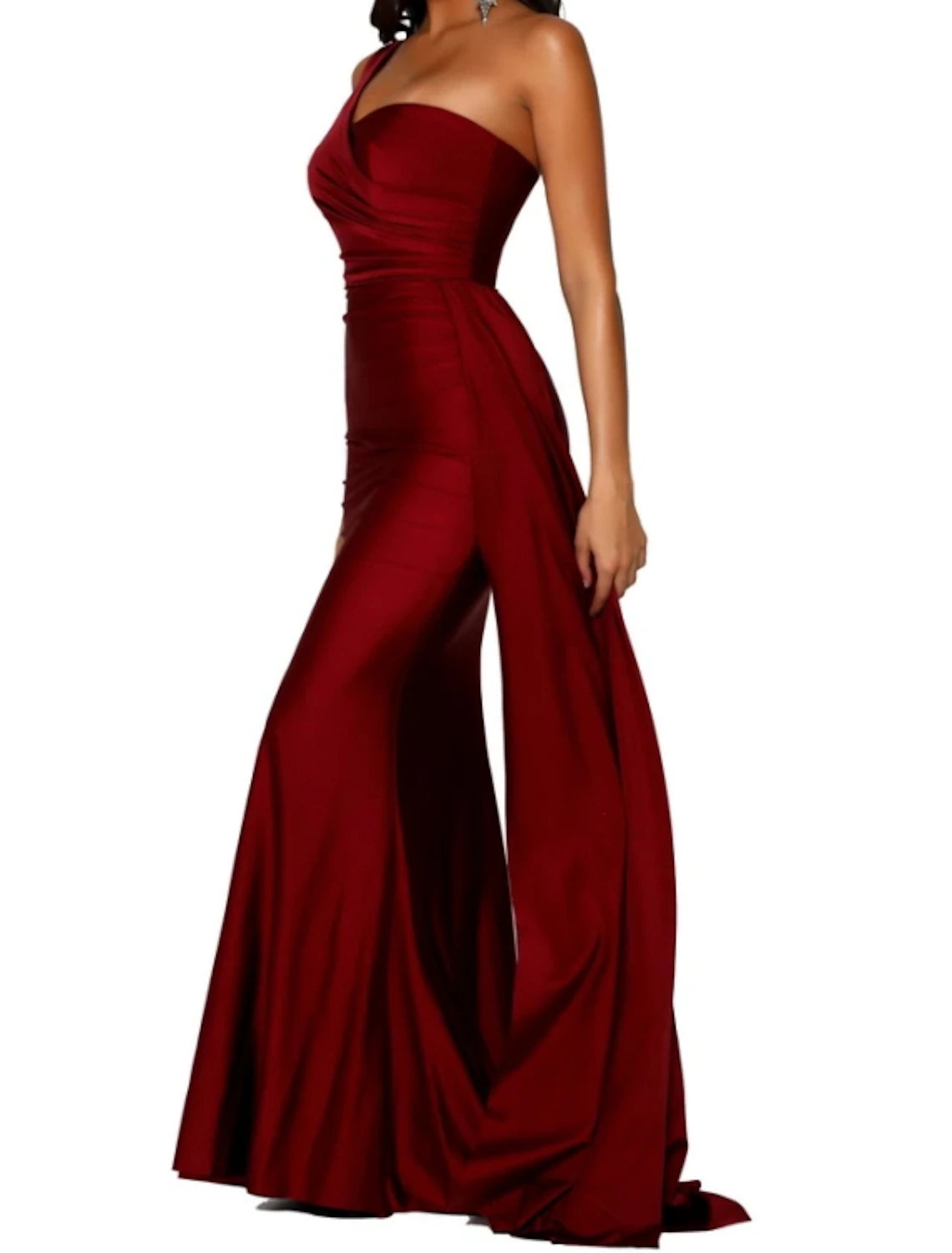 Luolandi Mermaid / Trumpet Minimalist Sexy Engagement Formal Evening Birthday Dress One Shoulder Sleeveless Sweep / Brush Train Charmeuse