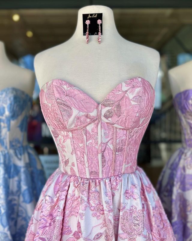 Luolandi A-Line Sweetheart Floral Printed Long Prom Dresses Beautiful Evening Party Dresses