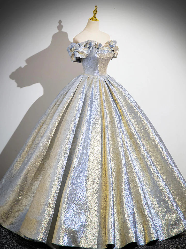 Luolandi Shiny Satin Long Prom Dress Beautiful Off the Shoulder Formal Party Dress Sexy