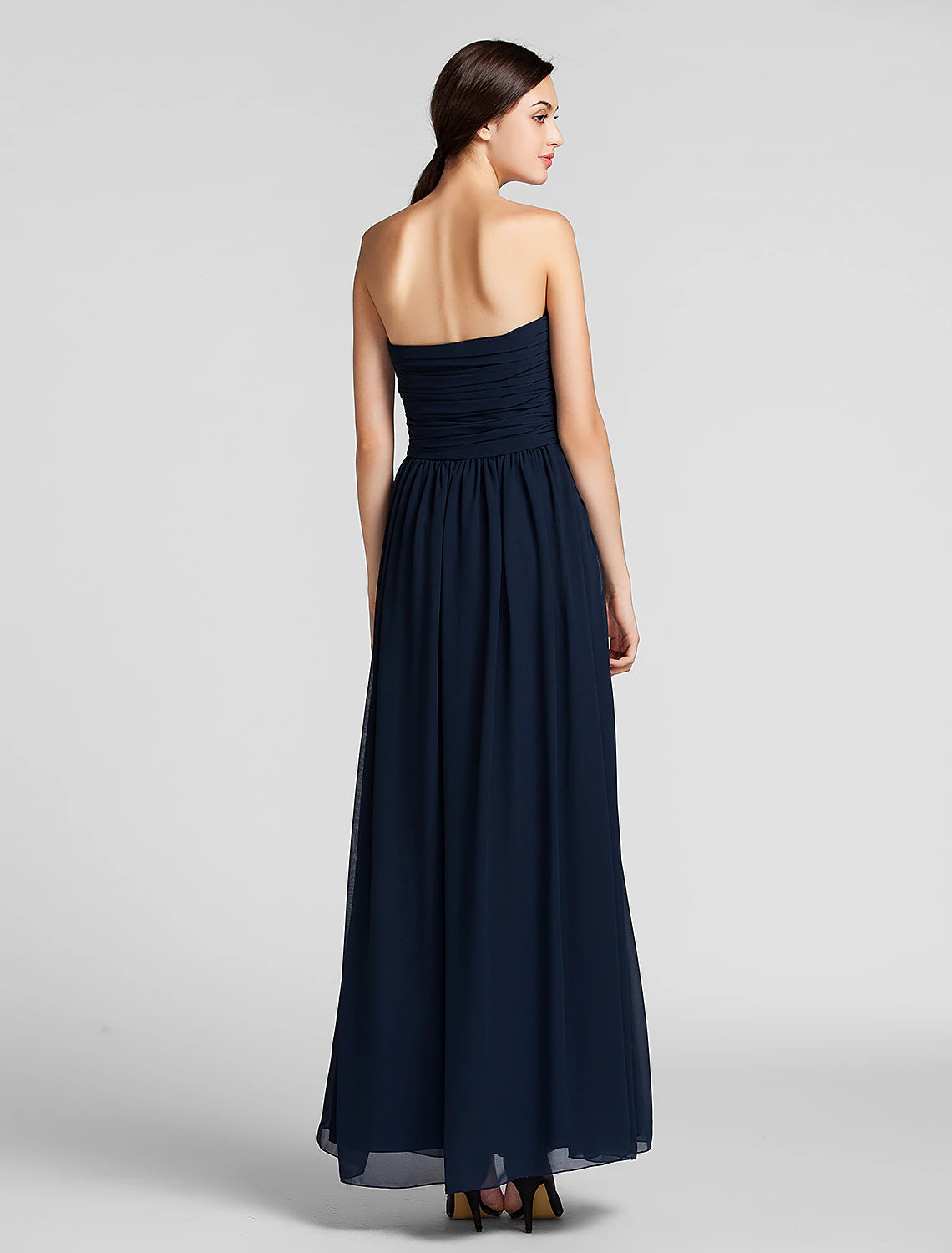 Luolandi Sheath / Column Bridesmaid Dress Sweetheart Sleeveless Open Back Floor Length Chiffon with Criss Cross Draping