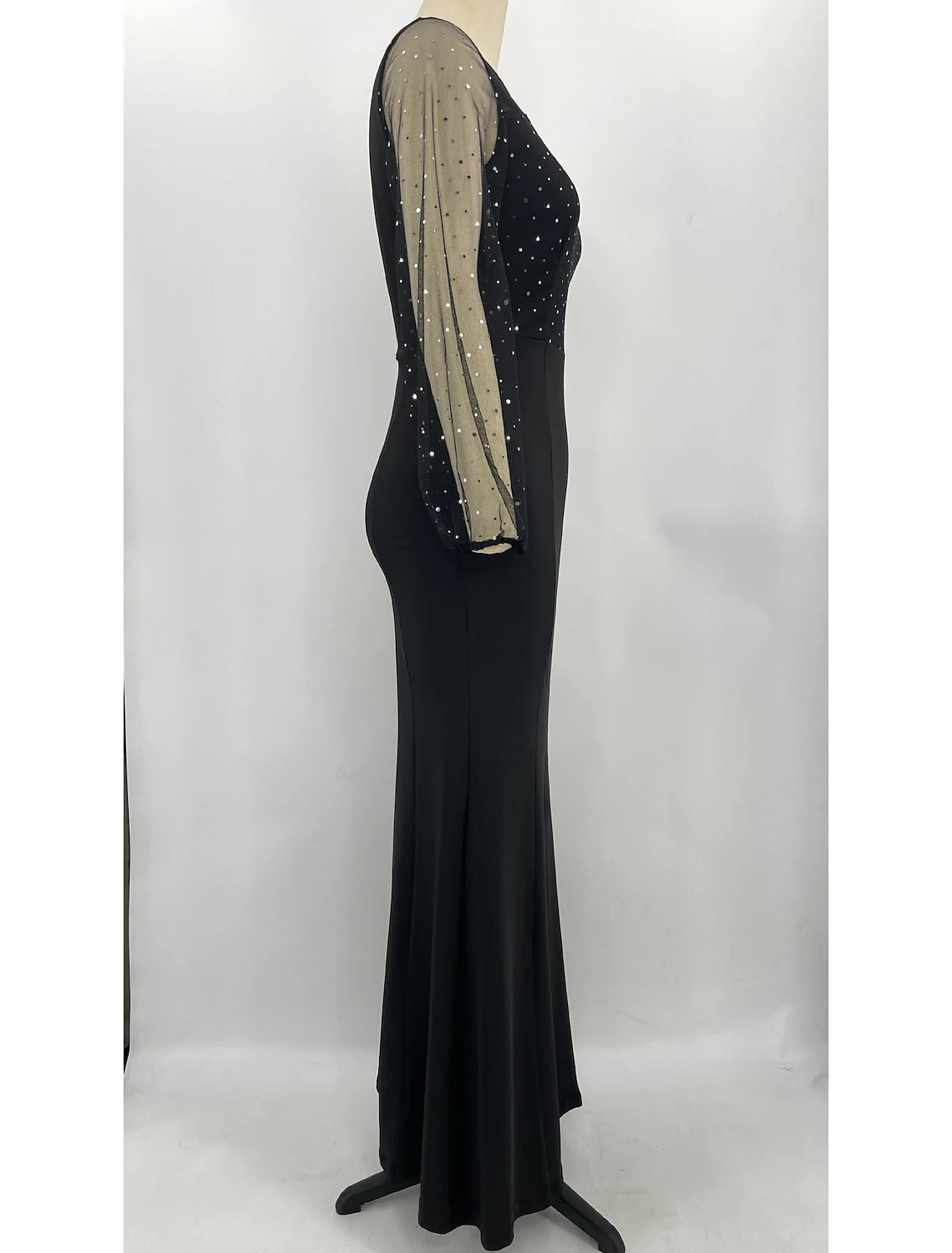 Luolandi Mermaid / Trumpet Party Dresses Sparkle & Shine Dress Formal Floor Length Long Sleeve Jewel Neck Spandex with Rhinestone